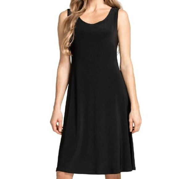 Sympli Black Tank Dress Size 2 Swing Stretch Knee Length Made In Canada Womens - Picture 1 of 9